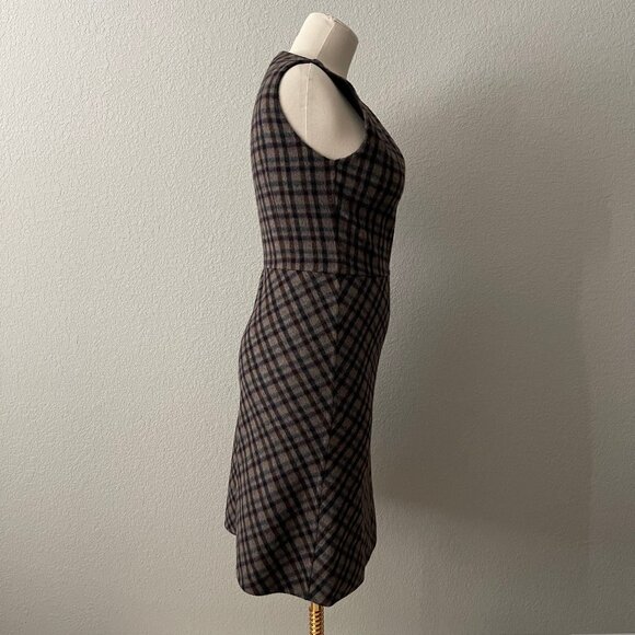 Christian Dior Wool and Alpaca Brown Plaid A-Line Dress US 10/UK 14/FR 42 - Picture 3 of 9
